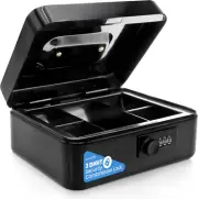 8" Metal Cash Box with Lock | Cash Safe Lock Box with Money Tray | 5 Lockable Dr
