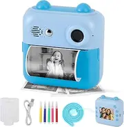 Kids Camera Instant Print, 24MP 1080P Kids Digital Cameras, with 2.4 Inch High Definition Screen, Christmas Birthday Gifts for 4 5 6 7 8 9 10 Year Old Girl Birthday Gift (Blue)