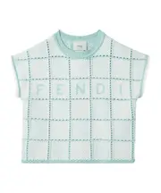 Crochet jersey junior top 8Y,12Y,12 White and pink blue
