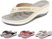 [SZTEE] Orthotic Flip Flops for Women with Arch Support Plantar Fasciitis Sandals for Flat Feet Comfortable Walking Orthopedic Thong Sandals (Color : Beige, Size : 6.5-7 US)