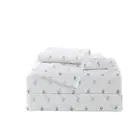 Tommy Bahama Queen Size Sheet Set 4-Piece Blue/White Cotton w/ Starfish Pattern