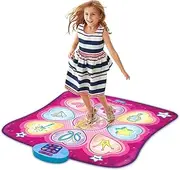 ZIPPY MAT Dance Mat, Electronic Educational Toys for Kids Age 3-12, Musical Dancing Challenge Pad Game with LED Lights, Built in Music, Birthday Party Toys for Girls Boys Families (Pink)