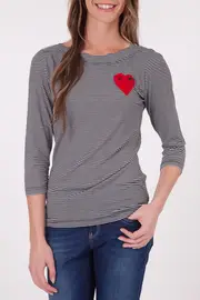 Mc Lovin Heart Stripe 3/4 Slv Tee--FUJI-FT006S-H