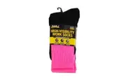 3 pairs Socks Adults Workwear Thermal High Visibility Tops Crew Cut Fluro Pink