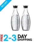 Round Glass Carafes, Set of 2 - Reusable Sparkling Water Bottles