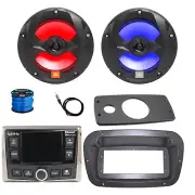 JBL Marine Radio, 2x 6.5" 225W LED Black Speaker w/ANT, Wire,Spa Bezel, Adapter