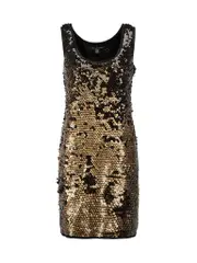 Black & Gold Sequin Mini Dress