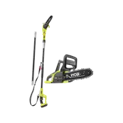 Ryobi 18V ONE+ 8” Pole Pruner and 10” Chainsaw 2.0Ah Kit R18X2B42