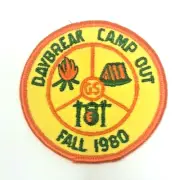 PATCH GSA Girl Scouts Daybreak Camp Out Fall 1980 Campfire Tent