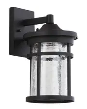 JONATHAN Y Campo 11.5in Outdoor Wall Lantern Crackled Glass Metal Integrated LED Sconce
