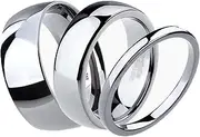 [Mulmoy] 3 pcs/Lot 2/6/8 mm Ring Set Silver Color Tungsten Ring Couple Engagement Rings Lovers Jewelry Wedding Bands Set