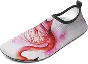 [BTCOWZRV] Water Shoes for Women Men Flamingo Painting Water Sports Shoes Slip-on Breathable Lightweight Athletic Aqua Sock