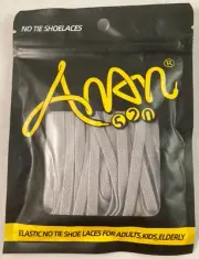 Anan520 - No Tie Shoelaces - Grey - For Adult and Kids Shoes - 1 Pair