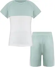 [FEESHOW] Youth Girls Sport T-Shirt and Shorts Set Training Clothing Sets Tracksuit Activewear Summer