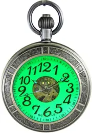 Waterproof Magnifier Skeleton Chain Silver Luminous Fob Self Winding Automatic M