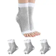 3 Pairs Neuropathy Socks, Ankle Brace Socks And Tendonitis Compression Socks,plantar Fasciitis,neuropathy White