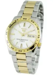 Seiko 5 Sports Automatic Gold Plated Stainless Steel White Dial SNKE04K1 Watch