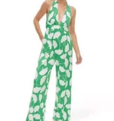 Diane Von Furstenberg Target Pants Jumpsuit S Halter Jumpsuit Ginko Green Sz XXS