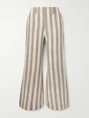 [ALIX OF BOHEMIA] ALIX OF BOHEMIA - Charlie Desert Striped Linen Flared Pants - Ecru - US6 US 6 Ecru
