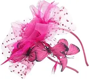 [ROMISBABA] Butterfly Fascinator Hat Hair Hoop: Tea Party Headband with Mesh Veil Plume - Festival Wedding Headpiece for Weddings Hair Accessories