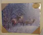 Elk Herd in Snow Storm LED Lighted Canvas Wall Art Picture