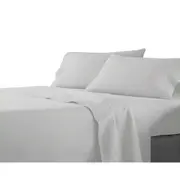 Light Gray Flat Fitted Sheet Set Bed Single KS Double Queen King