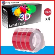 4-Red Rolls Label Tape 3D Compatible for Dymo 814580 Dymo 15447 Label Makers