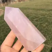400g Natural Rose Quartz Obelisk Quartz Cystal Point Wand Tower