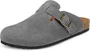 [Intini] Clogs Women's Men's Slippers with Footbed Leather Mules Garden Shoes Closed Comfortable Summer Sandals Slippers 36-46, gray, 40 EU