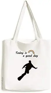 [ProHomeDIY] Skateboarding Sport Black Silhouette Tote Canvas Bag Craft Washable Fashion Shopping Handbag