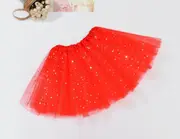 Sequin Tulle Tutu Skirt Ballet Kids Princess Dressup Party Baby Girls Dance Wear - Red
