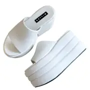 Simon Miller White Puffed Blackout Platform Clog Slide Sandal 39 FIT 9