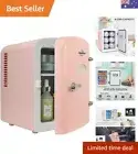 Retro 4L 6 Can Portable Mini Fridge, Compact Car Refrigerator, Skincare Cosme...