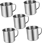 STOBAZA 5Pcs Portable Stainless Steel Water Mugs for Fall Drinking Cups for Kindergarten Lightweight Easy to Clean for Home Camping and Travel Silver