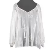 Sanctuary NEW $96 Sz S White Sand Jacinda Tunic Sheer Embroid 100% Poly Top