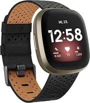 Leather Bands for Fitbit Versa 4 Band&Fitbit Versa 3 Band, Fitbit Sense 2 Band&Fitbit Sense Band for Men Women, Soft Leather Bands Replacement Straps for Fitbit Versa 4/3 / Sense/Sense 2, Small/Large