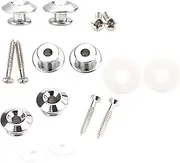 Perfeclan Guitar Strap Buttons Straplocks Spare Parts Instrument Accessories Easy Installation with Screws Silicone Washers Strap Locks, Silver White