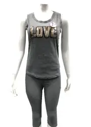 NEW !Women Fitness Yoga Workout Activewear Set 2 Pieces Top Leggings Sportswear