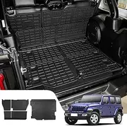 Dattumar Cargo Mat for Jeep Wrangler 2018-2025 - JL 4-Door Trunk Liner & All-Weather Back Seat Cover