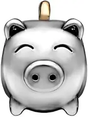 [LSxAB] Piggy Bank Charm Competible with Pandora Charm Bracelets Happy Animal Coin Pig Women Family Daughter Silver Bead, Non-Precious Metal, No Gemstone
