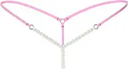 [CXJGCRDM] Belly Chain Sexy Underwear Pearl Thong Women Thongs and Strings Pearl Lingerie Crotchless PantiesThong Ladies