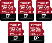 Patriot V30 128GB A1 USH-I C10 U3 4K Micro SD Card Dashcam/Home Surveillance 5PK