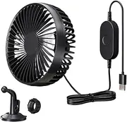 Cooling Fan For Car - 3-Speed Portable Fan For Car,Adjustable Quiet Blower, Air Circulation For Automobile Truck Camping Home Hot Weather