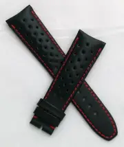 22 mm BLACK SPORTS STYLE PIN BUCKLE LEATHER WATCH STRAP to fit TAG Heuer MONACO