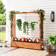 CostwayPatio Garden Arbor with Bench and 2 Trellises-Yellow