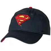 Superman Classic Symbol Dark Navy Curved Brim Adjustable Dad Hat Blue