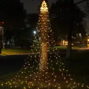 Christmas Decorations Waterfall Lights 350 LED Solar Waterfall String Light Fairy Xmas Tree Hanging Decor Outdoor -Warm White