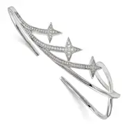 Sterling Silver Rhodium-Plated Cz Star Hand Bangle