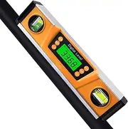Digital Level and Protractor, 10 Inch IP54 Protected Electronic Bubble Inclinometer Angle Finder Gauge with Large LED Backlight Display & Magnetized V-Groove Base Carrying Bag Included-Orange