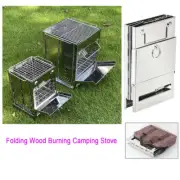 Folding Camping Wood Burning Stove Saw Kit Mini Outdoor BBQ Grill with Carry Bag